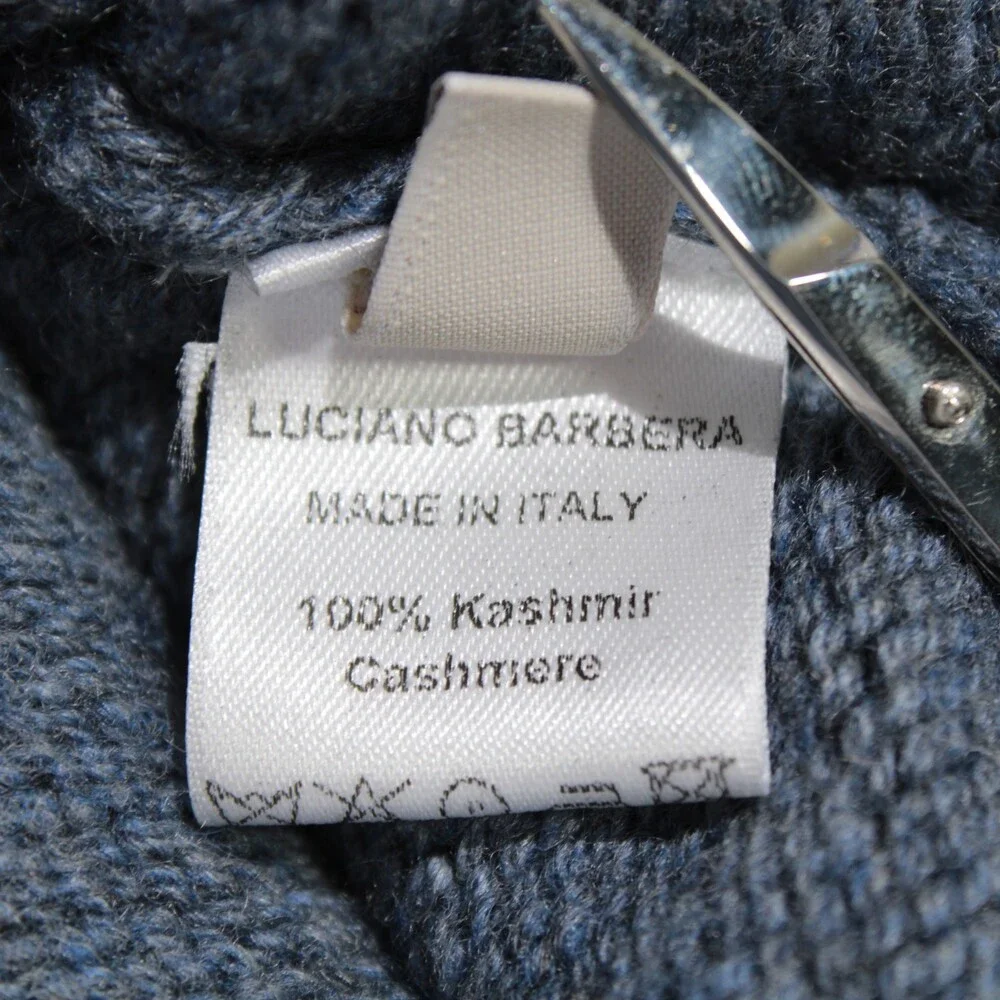 Luciano Barbera NWT Collared Knit Sweater Size 50 (US M) in Blue 100% Cashmere